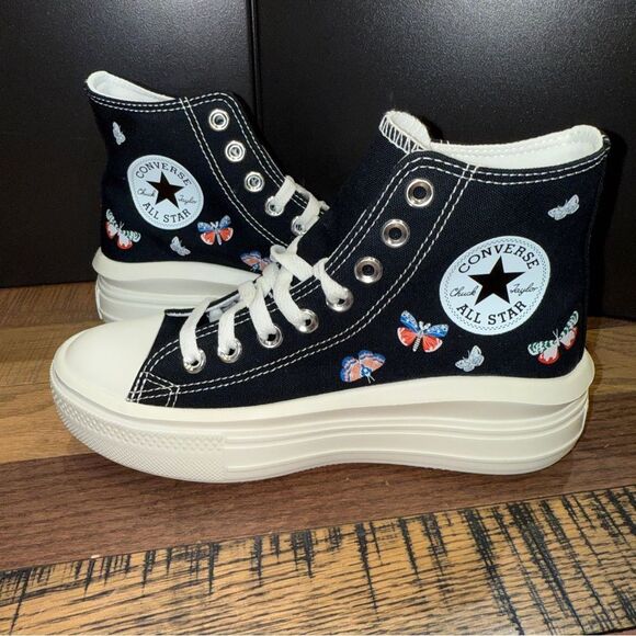 Converse Chuck Taylor All Star Move Platform High Butterfly Wings Black Sneakers - Picture 5 of 6